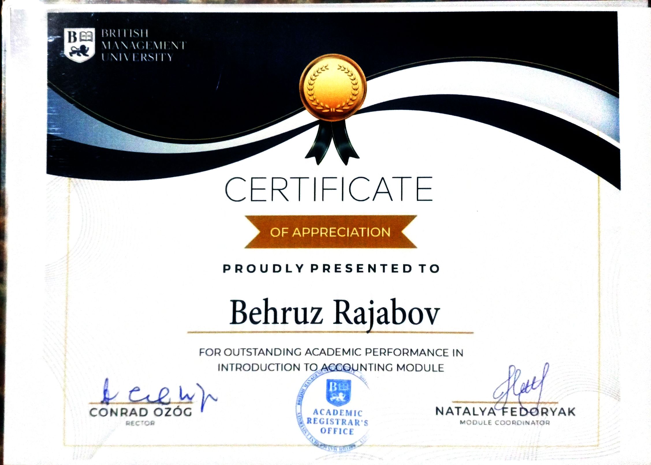 Certificate: Intro to Accounting